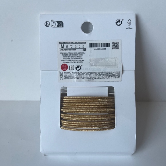 NWT ZARA WOMEN'S GOLDEN PACK OF METALLIC TEXTURE BANGLE BRACELETS 4340/201 - Picture 6 of 6